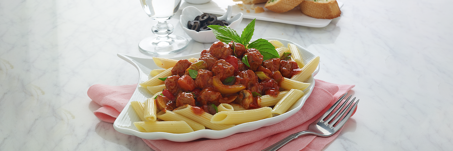 Nutrela Soya Penne With Herbs, Tomatoes, And Peas