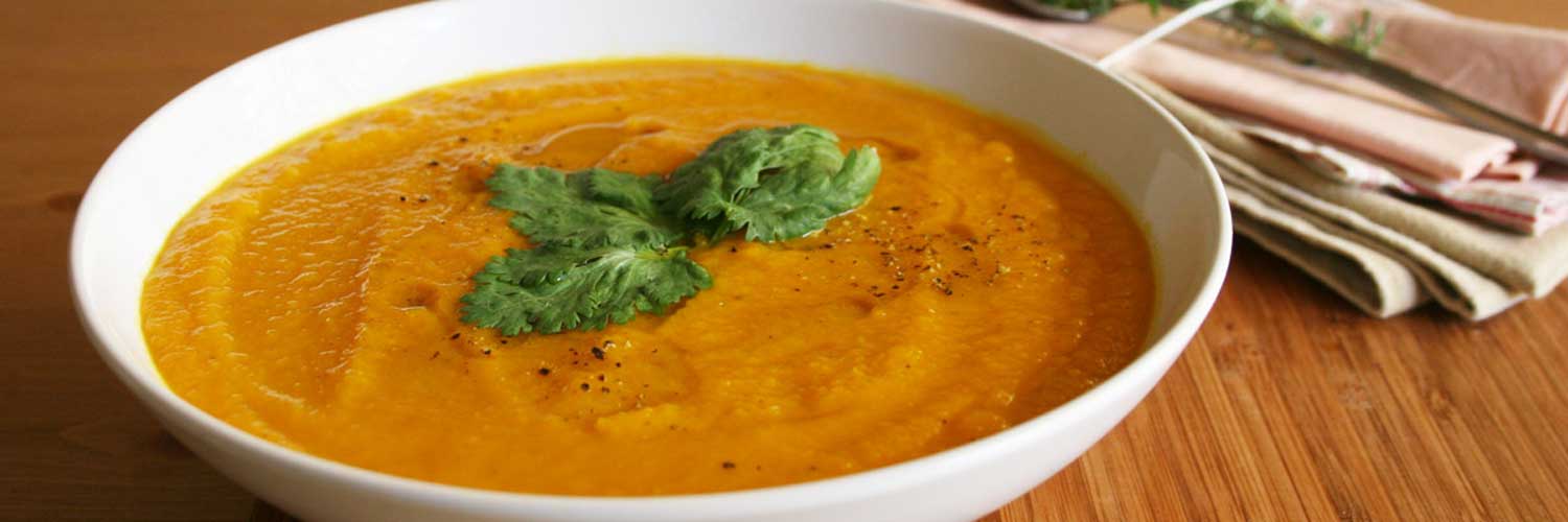 Sweet Potato Ginger Soup With Nutrela Soya Croutons